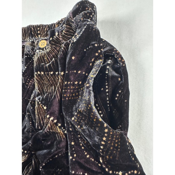 Farm Rio Anthropologie Velvet Wide Leg Pants Sz XS Black Gold Sparkle Designer - Picture 13 of 16